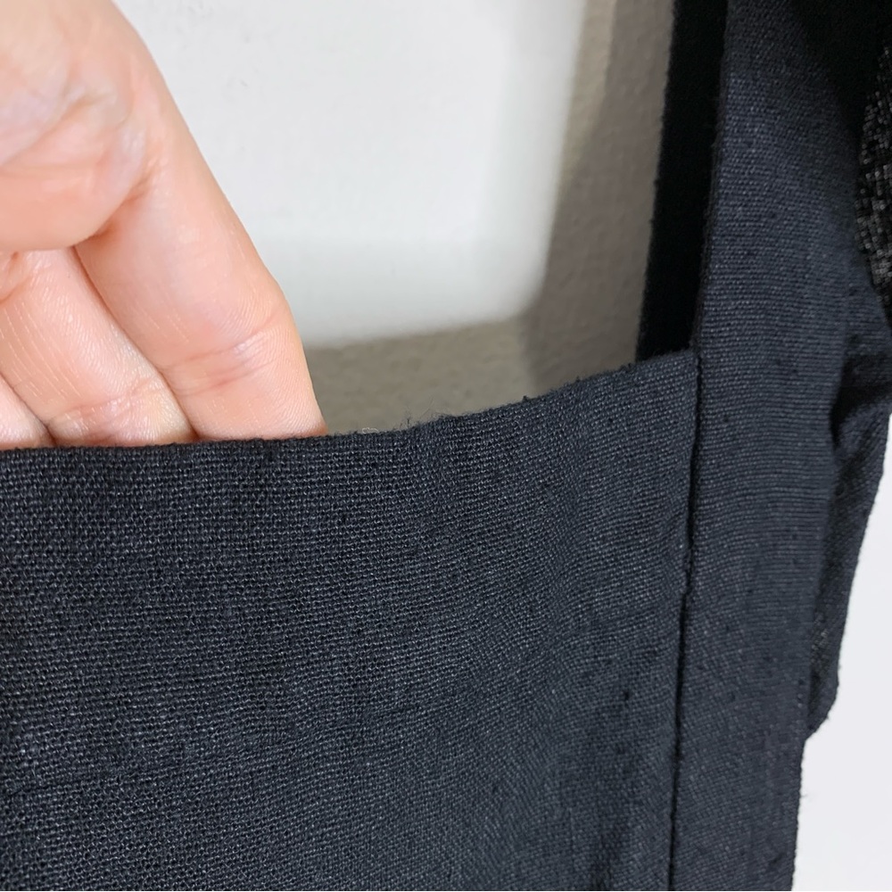 NEW Doen Peninsula Pinafore Dress (Sz L) Silk Linen Ruffle Apron Bib Maxi Black - Picture 5 of 16